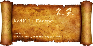 Krály Ferenc névjegykártya